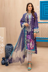 3-piece Unstitched Embroidered Lawn With Chiffon Dupatta CHN-08